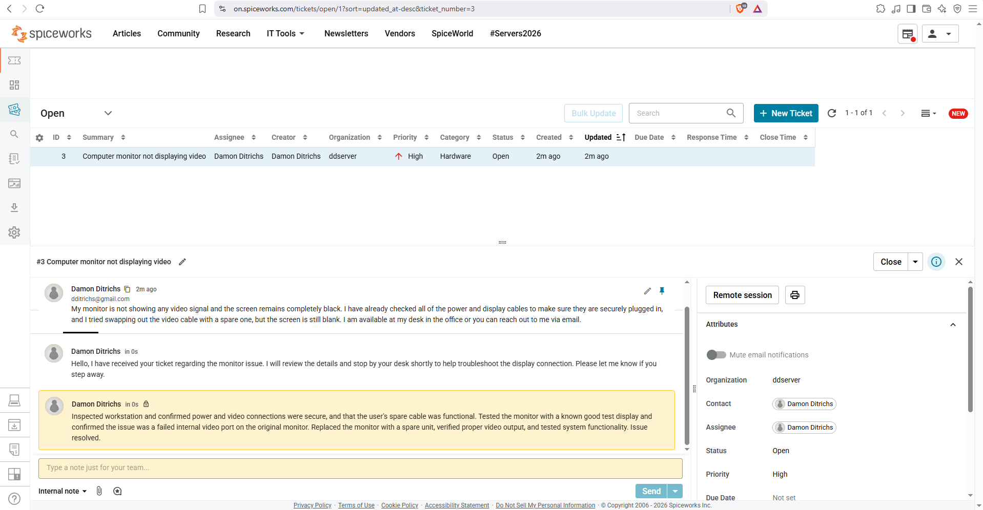 Incident Response & Resolution Documentation
